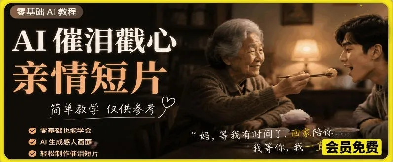 AI催泪戳心亲情短片,零基础AI教程,简单教学仅供参考-副业吧