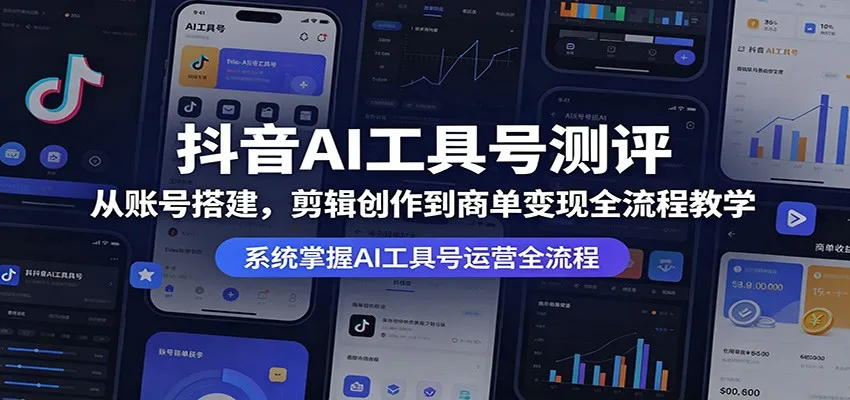 抖音AI工具号测评：从账号搭建，剪辑创作到商单变现全流程教学-副业吧