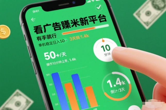 看广告賺米新平台,有手就行,单机稳定日入50+,操作10分钟上手,3天搞了1.4k【揭秘】-副业吧