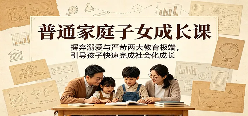 普通家庭子女成长课:摒弃溺爱与严苛两大教育极端,引导孩子快速完成社会化成长-副业吧