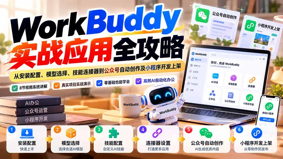 WorkBuddy 实战应用全攻略:从安装配置、模型选择、技能连接器到公众号自动创作及小程序开发上架-副业吧