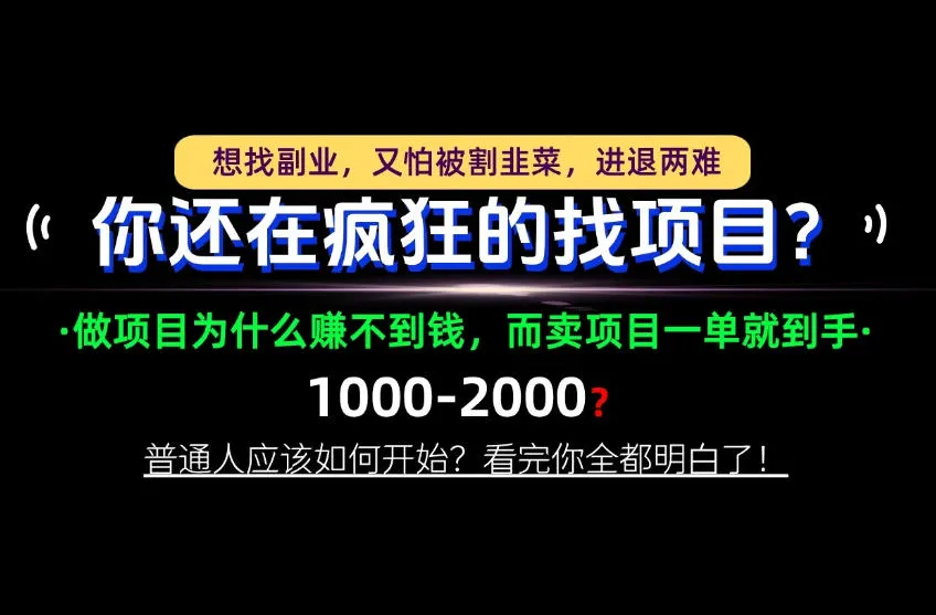 你还在疯狂的找项目？别傻了！卖项目才是真正的一本万利！怎么做，看完你全都明白！【揭秘】-副业吧