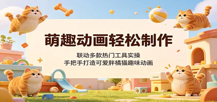 萌趣动画轻松制作,联动多款热门工具实操,手把手打造可爱胖橘猫趣味动画-副业吧