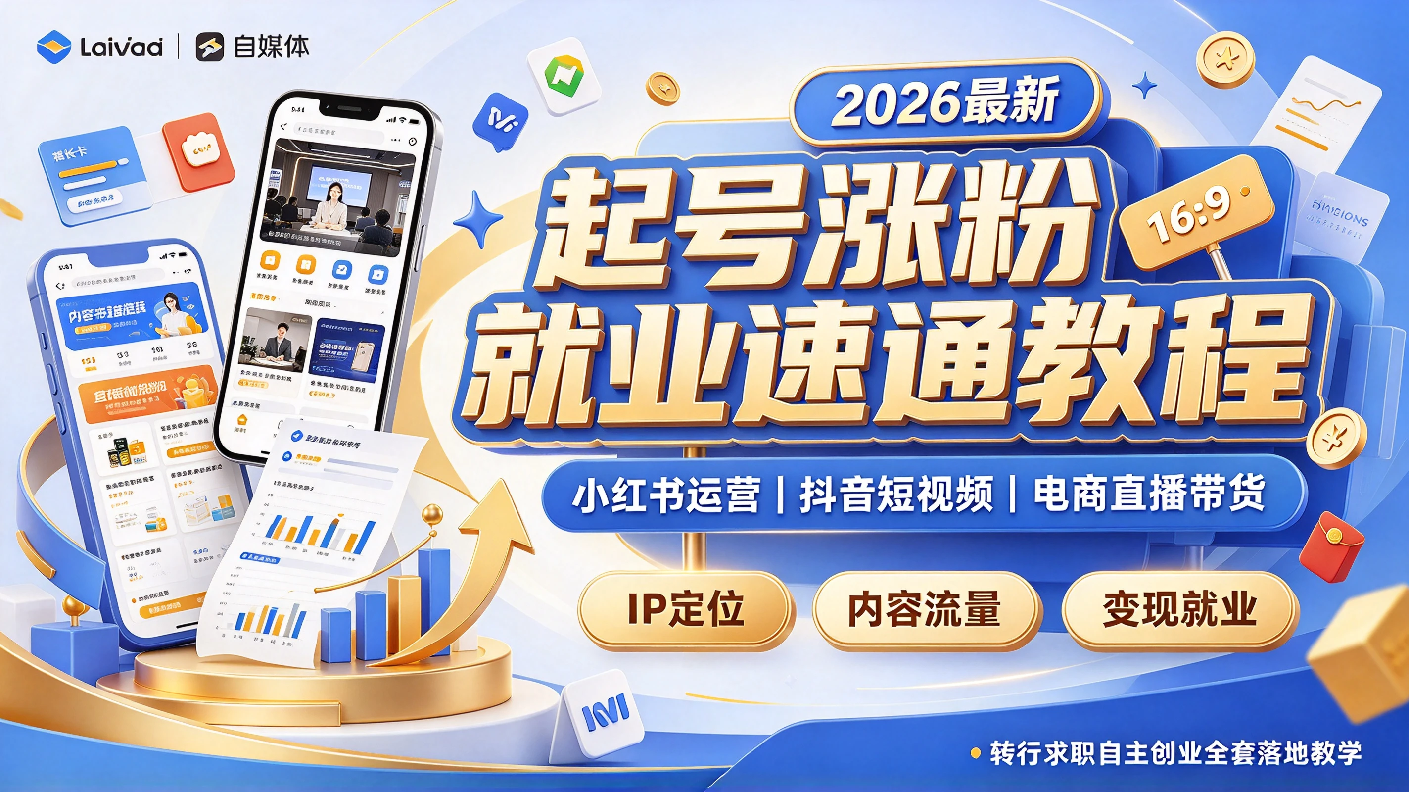 【精】2026起号涨粉就业速通教程,小红书运营抖音短视频电商直播带货自媒体IP搭建,转行求职自主创业全套落地教学!-副业吧