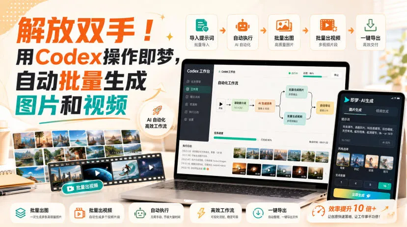 解放双手！用Codex操作即梦，自动批量生成图片和视频-副业吧