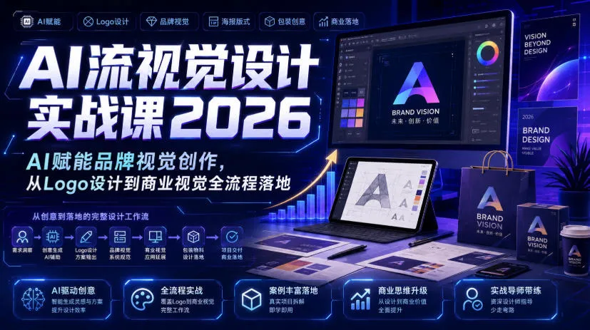AI流视觉设计实战课2026:AI赋能品牌视觉创作,从Logo设计到商业视觉全流程落地-副业吧