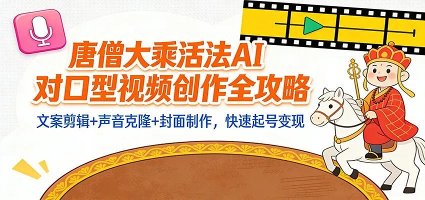 “大乘活法”AI对口型视频创作全攻略:文案剪辑+声音克隆+封面制作,快速起号变现-副业吧