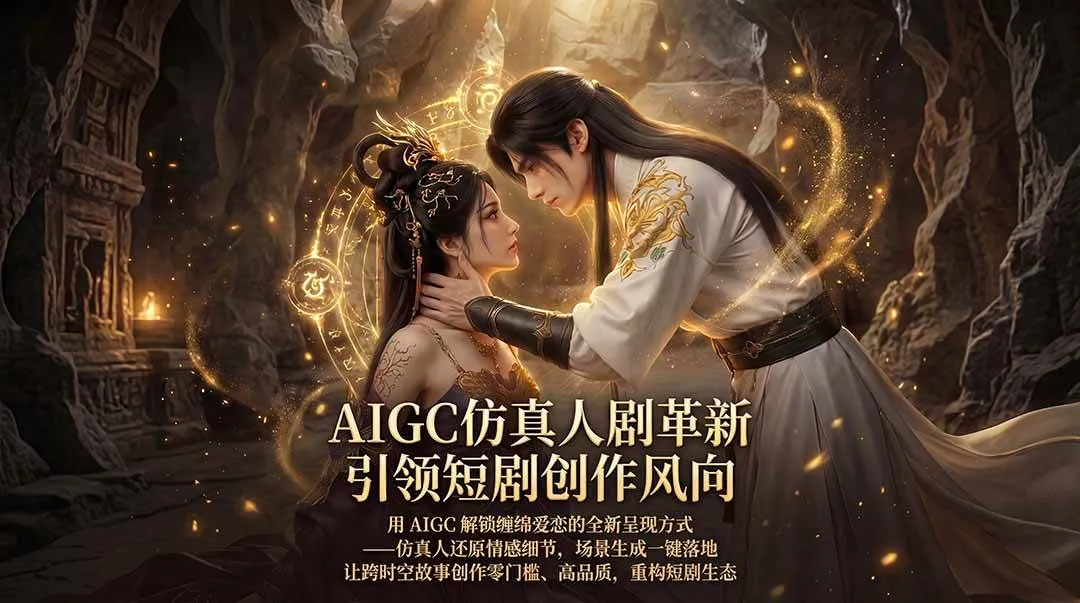 【精】AIGC 仿真人短剧创作革新，解锁仙侠爱恋全新呈现，一键出高质场景，零门槛打造爆款剧集-副业吧