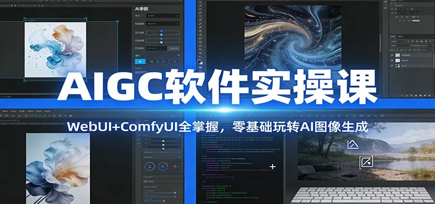 AIGC软件实操课：WebUI+ComfyUI全掌握，零基础玩转AI图像生成-副业吧