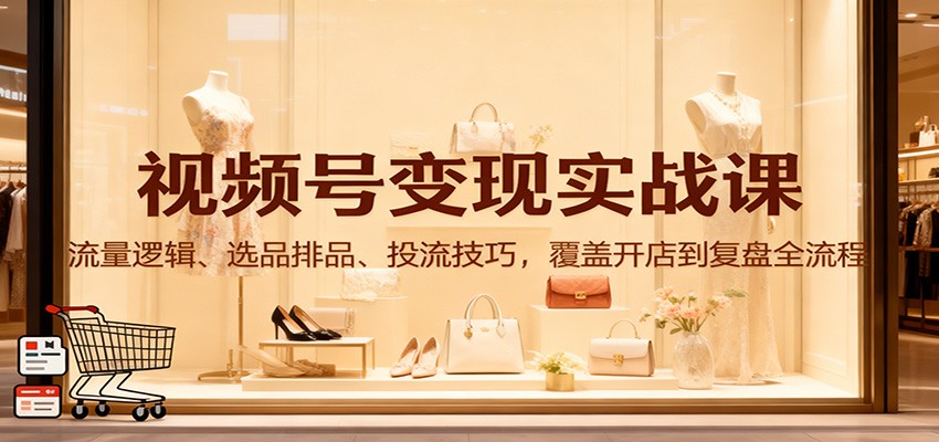 视频号变现实战课:流量逻辑、选品排品、投流技巧,覆盖开店到复盘全流程-副业吧