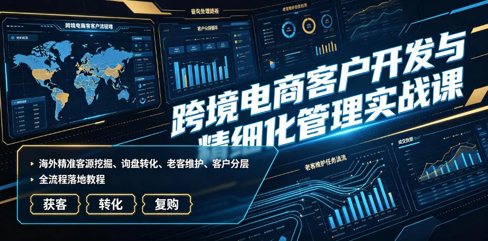 跨境电商客户开发与精细化管理实战课|海外精准客源挖掘、询盘转化、老客维护、客户分层全流程落地教程-副业吧
