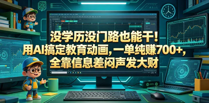 没学历没门路也能干!用AI搞定教育动画,一单纯賺700+,全靠信息差闷声发大财【揭秘】-副业吧