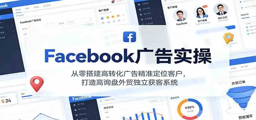 Facebook广告实操，从零搭建高转化广告精准定位客户，打造高询盘外贸独立获客系统-副业吧