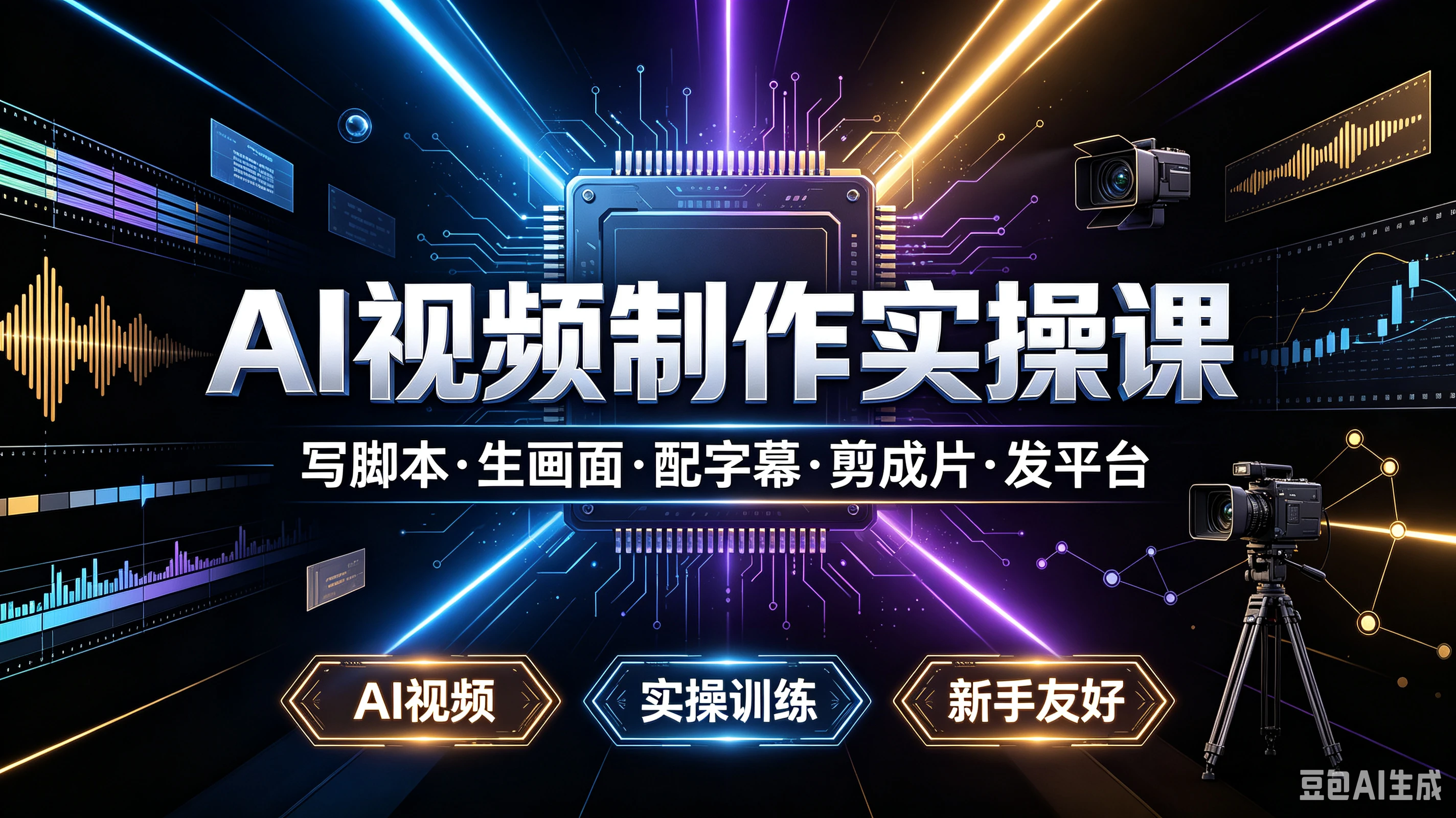 【精】AI视频制作实操课写脚本·生画面·配字幕·剪成片·发平台,AI视频、实操训练、新手友好-副业吧