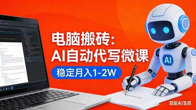 （17582期）电脑搬砖：AI自动代写微课，稳定月入1-2W，提供接单渠道，0门槛小白可做！-副业吧