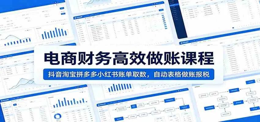 电商财务高效做账课程:抖音淘宝拼多多小红书账单取数,自动表格做账报税-副业吧