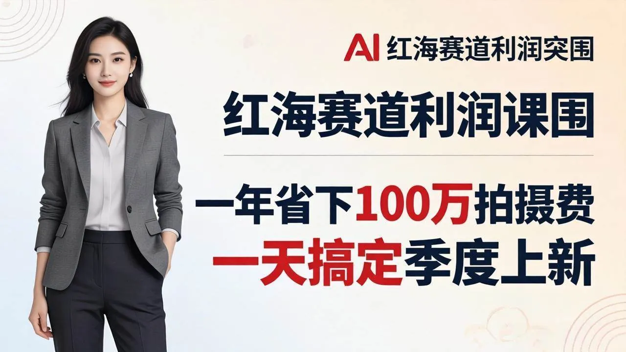 （17884期）服装老板AI模特图课：一年省下100万拍摄费，一天搞定季度上新，红海赛道利润突围-副业吧