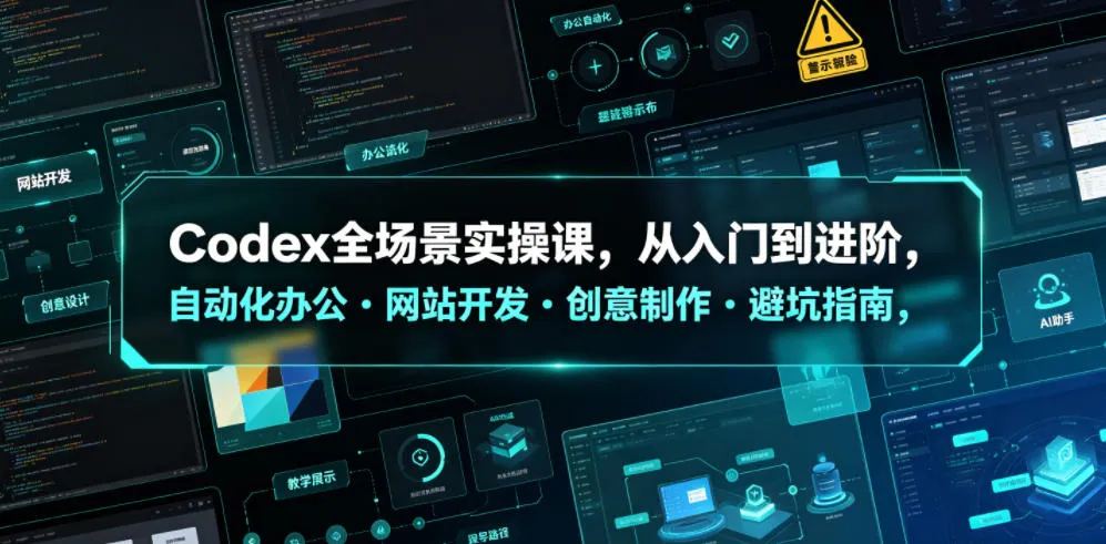 Codex全场景实操课,从入门到进阶,自动化办公・网站开发・创意制作・避坑指南,全流程教学-副业吧