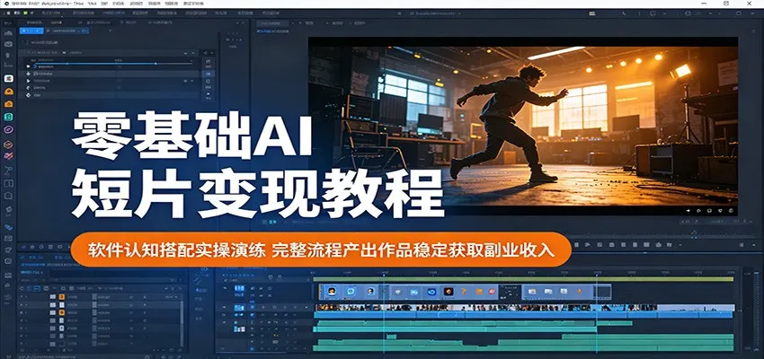 零基础AI短片变现教程：软件认知搭配实操演练，完整流程产出作品稳定获取副业收入-副业吧