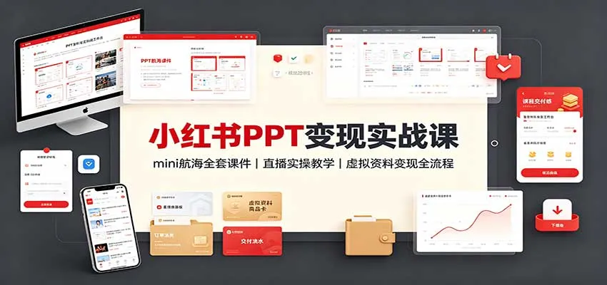 小红书PPT变现实战课:mini航海全套课件+直播实操教学,虚拟资料变现全流程-副业吧