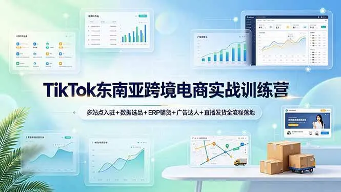 (19155期)TikTok东南亚跨境电商实战训练营:多站点入驻+数据选品+ERP铺货+广告达人+直播发货全流程落地-副业吧