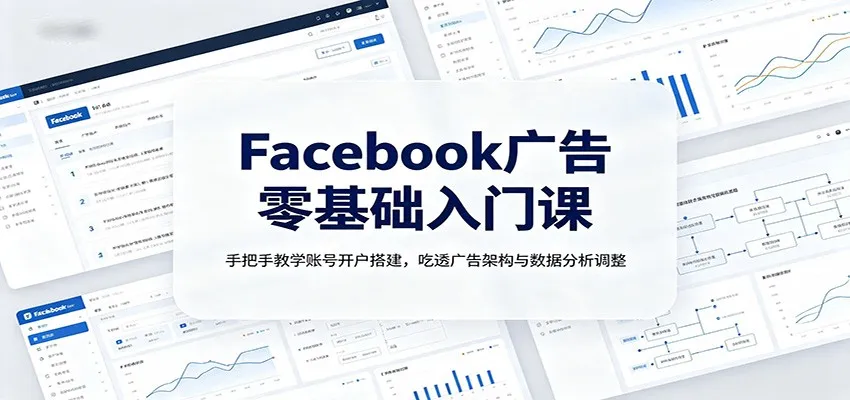 Facebook广告零基础入门课：手把手教学账号开户搭建，吃透广告架构与数据分析调整-副业吧