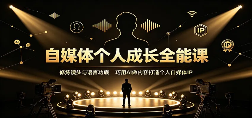 自媒体个人成长全能课:修炼镜头与语言功底,巧用AI做内容打造个人自媒体IP-副业吧