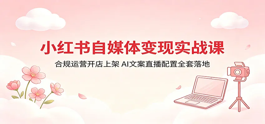 小红书自媒体变现实战课:合规运营开店上架,AI文案直播配置全套落地-副业吧