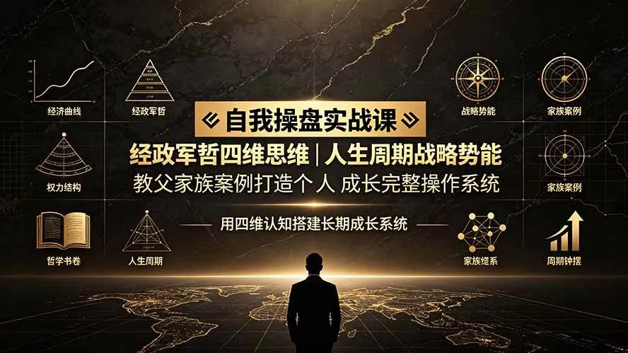 (19398期)自我操盘实战课:经政军哲四维思维|人生周期战略势能|教父家族案例打造个人成长完整操作系统-副业吧