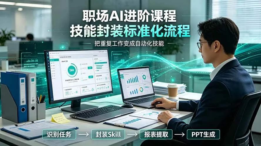 (19369期)职场AI进阶课程;多类实用Skill工具实操,专属技能封装标准化流程,报表行业报告一键提取核心内容-副业吧