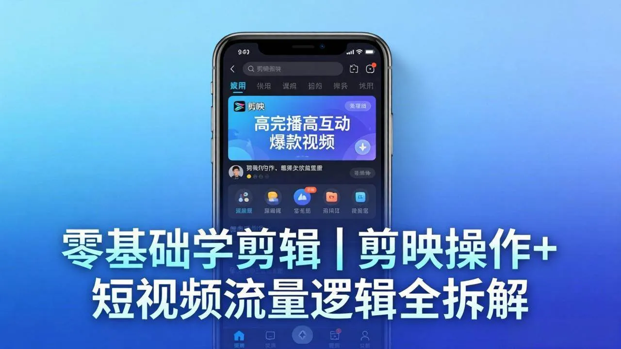 （18117期） 【零基础学剪辑】剪映操作+短视频流量逻辑全拆解｜手把手教你剪出高完播高互动爆款视频-副业吧