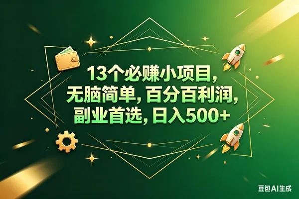 （18315期）13个必赚钱的小项目，百分百赚米，无脑简单，副业首选，日入300+-副业吧