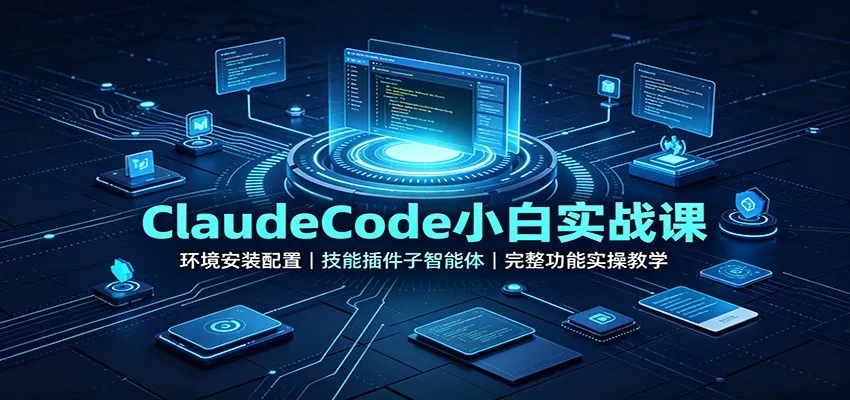 ClaudeCode小白实战课:环境安装配置,技能插件子智能体,完整功能实操教学-副业吧