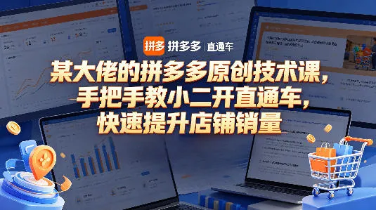 某大佬的拼多多原创技术课，手把手教小二开直通车，快速提升店铺销量-副业吧