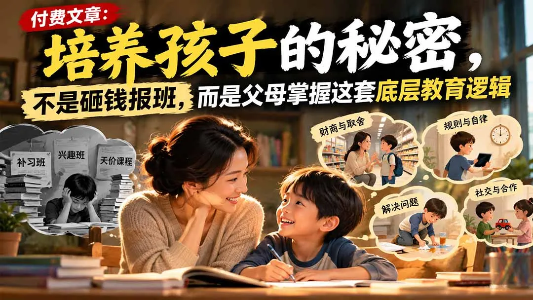 付费文章:培养孩子的秘密,不是砸钱报班,而是父母掌握这套底层教育逻辑-副业吧