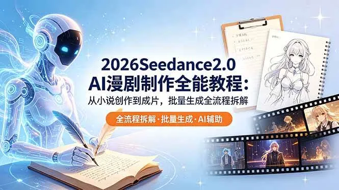 (18537期)2026Seedance2.0 AI制作全能教程:从小说创作到成片,批量生成全流程拆解-副业吧