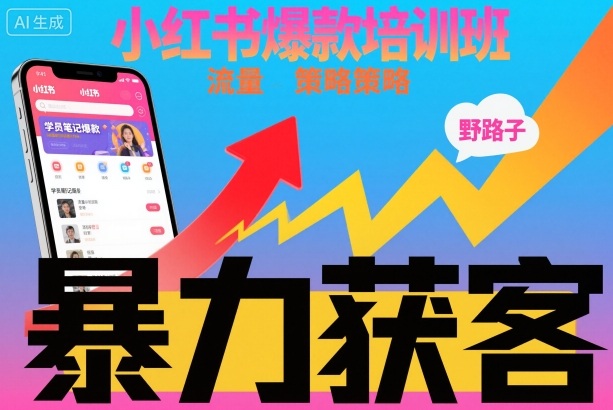 小红书爆款培训班,小红书获客野路子流量打法,暴力持续获客-副业吧
