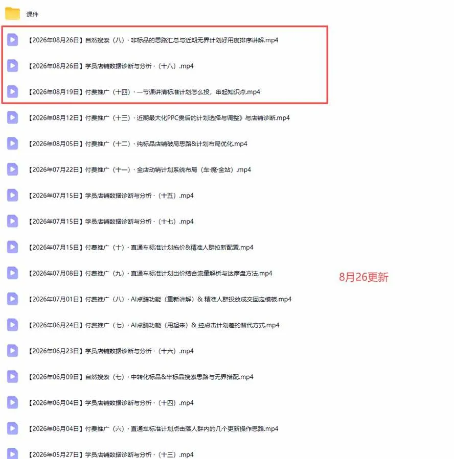 (20094期)2026淘宝电商终局之战VIP课-更新:自然搜索+直通车+无界+精准人群,系统掌握测款动销与全店推广布局方法-副业吧