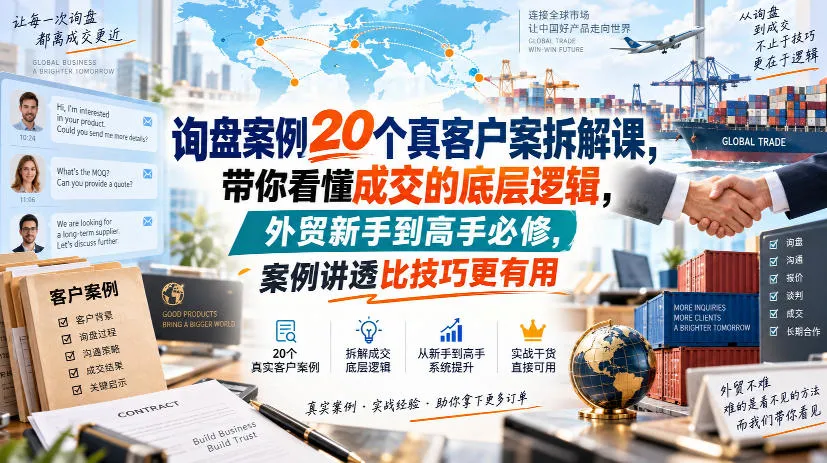 询盘案例20个真客户案拆解课,带你看懂成交的底层逻辑,外贸新手到高手必修,案例讲透比技巧更有用-副业吧
