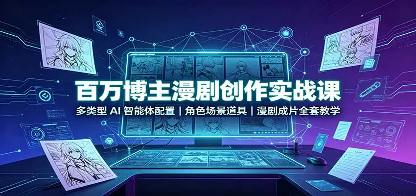 百万博主漫剧创作实战课：多类型AI智能体配置，角色场景道具，漫剧成片全套教学-副业吧
