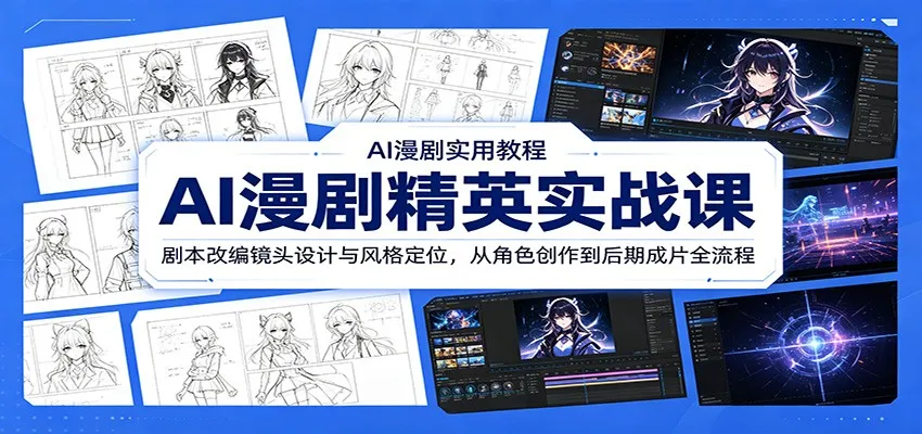 AI漫剧精英实战课：剧本改编镜头设计与风格定位，从角色创作到后期成片全流程-副业吧