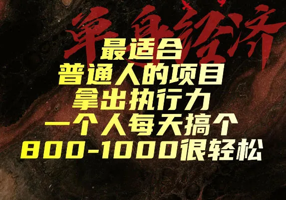 最适合普通人的项目，拿出执行力一个人每天搞个800-1k很轻松【揭秘】-副业吧