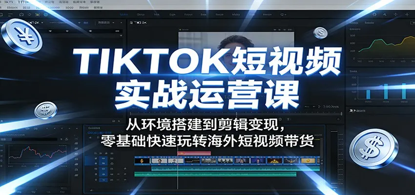 TIKTOK短视频实战运营课:从环境搭建到剪辑变现,零基础快速玩转海外短视频带货-副业吧