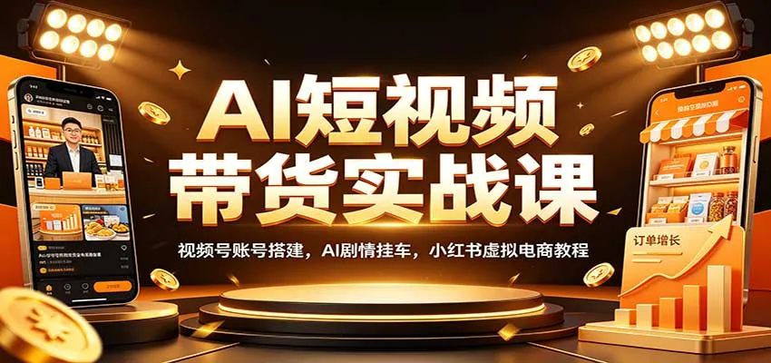 AI短视频带货实战课:视频号账号搭建,AI剧情挂车,小红书虚拟电商教程-副业吧