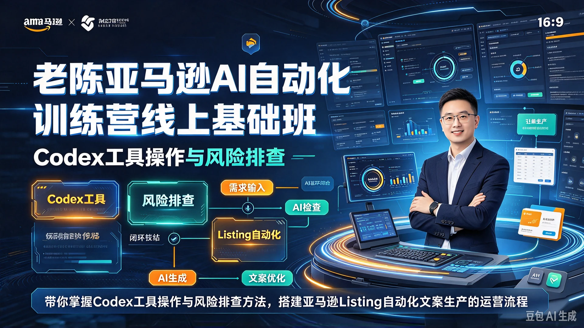 【精】老陈亚马逊AI自动化训练营线上基础班，带你掌握Codex工具操作与风险排查方法，搭建亚马逊Listing自动化文案生产的运营流程-副业吧