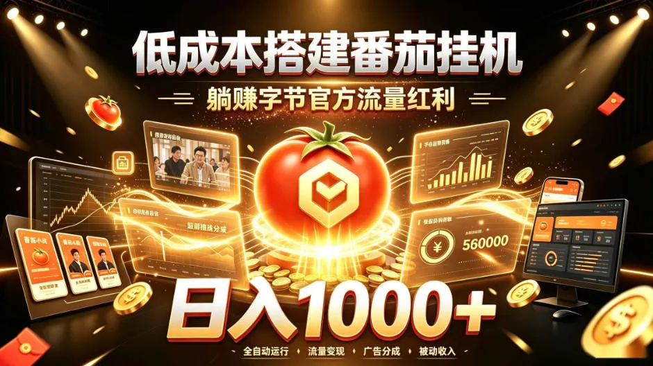 低成本搭建番茄挂G,躺賺字节官方流量红利,日入1k+,全程傻瓜式落地【揭秘】-副业吧