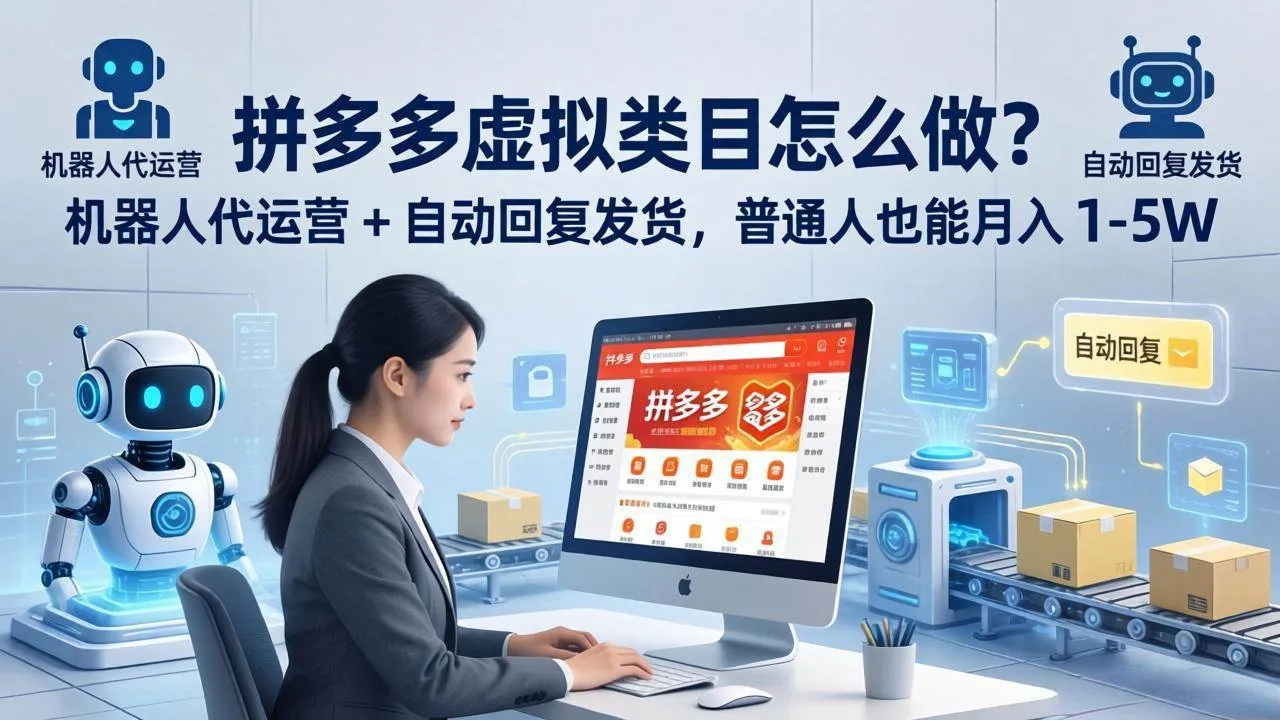 （18111期）拼多多虚拟类目怎么做？机器人代运营 + 自动回复发货，普通人也能月入 1-5W-副业吧