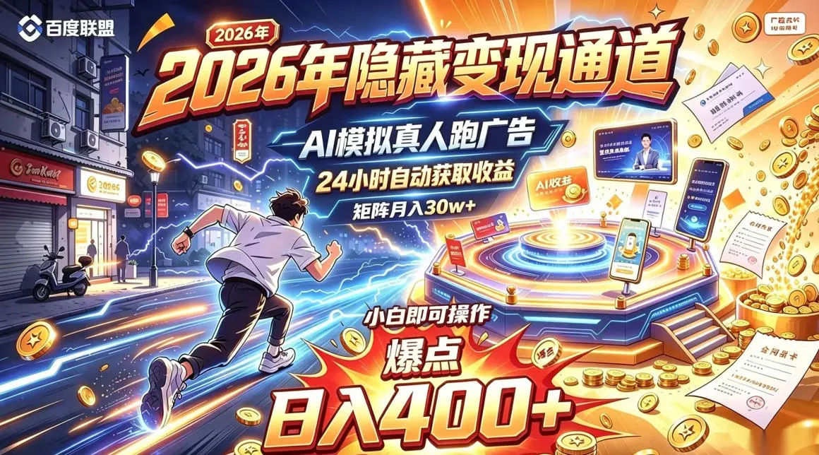 2026年别死磕自媒体,隐藏变现通道,AI模拟真人自动跑广告,小白即可操作,日入400+,矩阵月入可达到30w+【揭秘】-副业吧