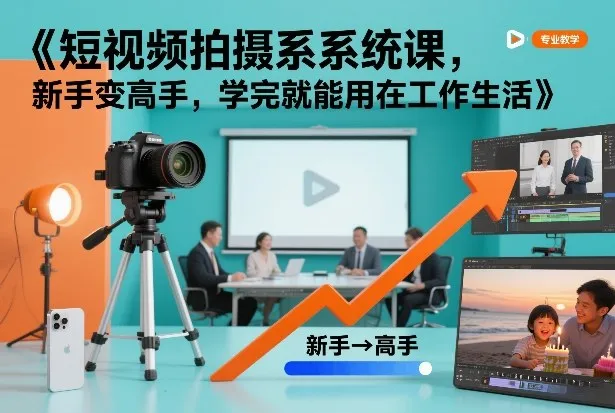 短视频拍摄系统课，新手变高手，学完就能用在工作生活-副业吧