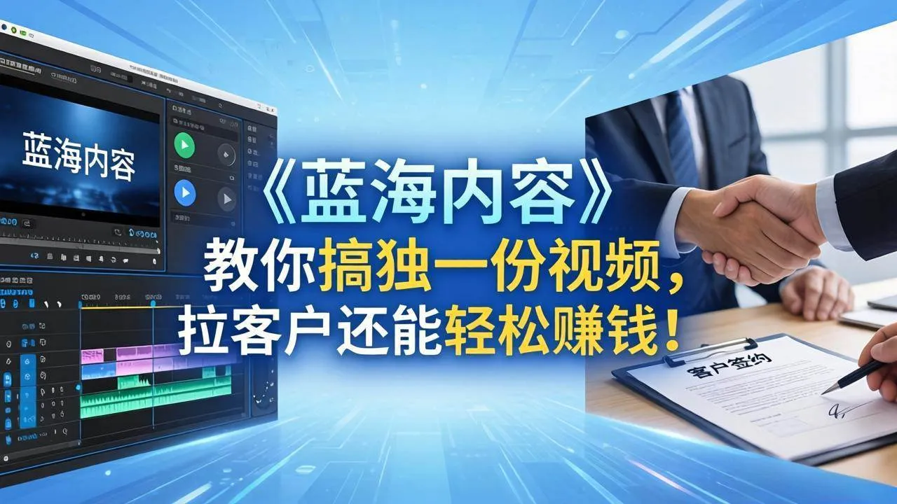 （18301期）做视频卷不动了？《蓝海内容》教你搞独一份视频，拉客户还能轻松赚钱！-副业吧